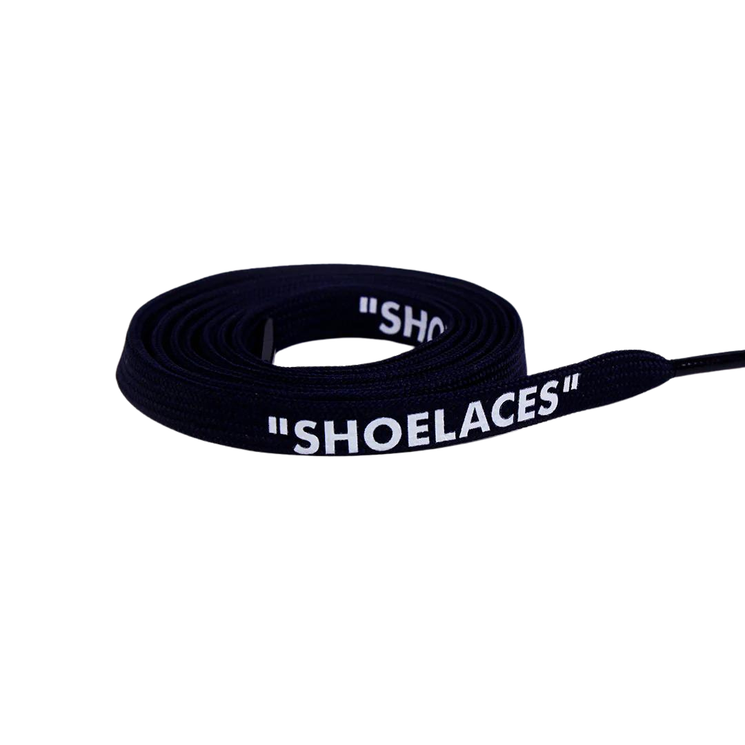 Navy Blue Off-White Style “SHOELACES” for Sneakers – Premium Flat Laces by KNOTTY by KNOTTY