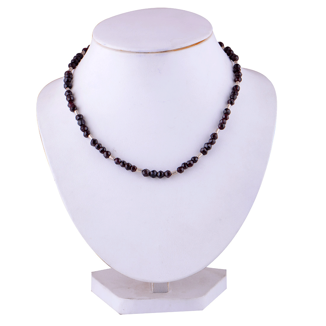 925 Sterling Silver Garnet Plain Gemstone Strings Necklace - R5900032-23