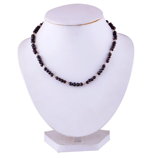 925 Sterling Silver Garnet Plain Gemstone Strings Necklace - R5900032-23