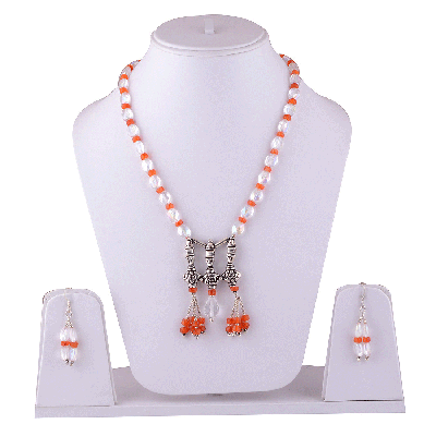 925 Sterling Silver White Mystic Opal, Carnelian, Crystal Jewellery Set - R5000076-1