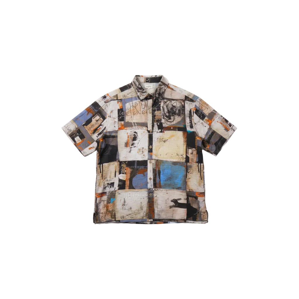 BRUSHSTROKE GRID PRINTED SHIRT by GREY AREA