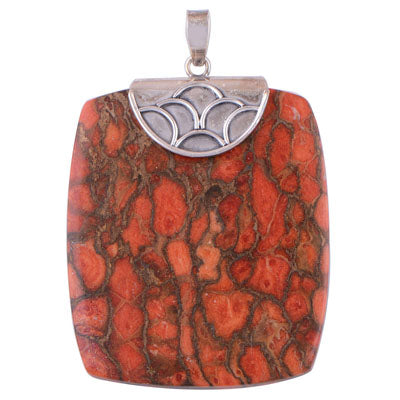 Red Copper Turquoise 925 Sterling Silver Pendant - R100728-4