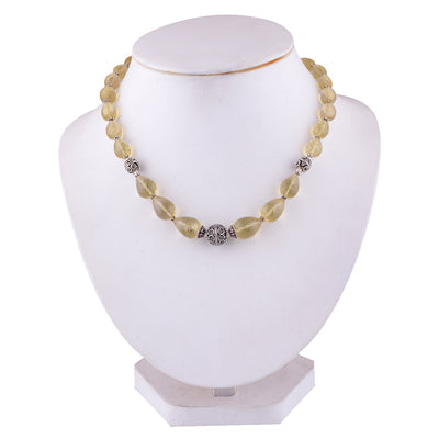 925 Sterling Silver Lemon Quartz Plain Gemstone Strings Necklace - R5700034-6