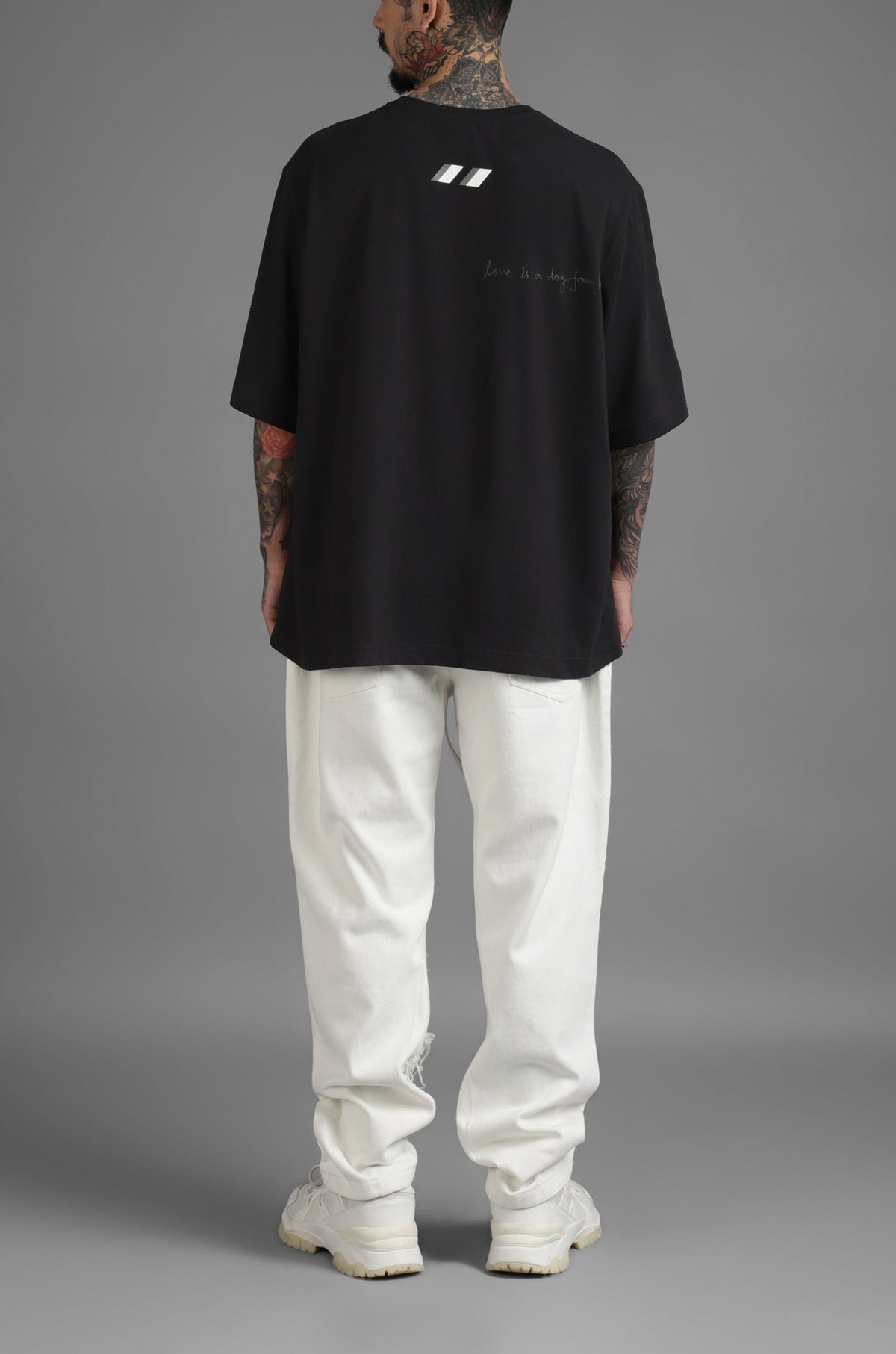 SuperHUEMN Slit and Frayed Denim (White) by HUEMN