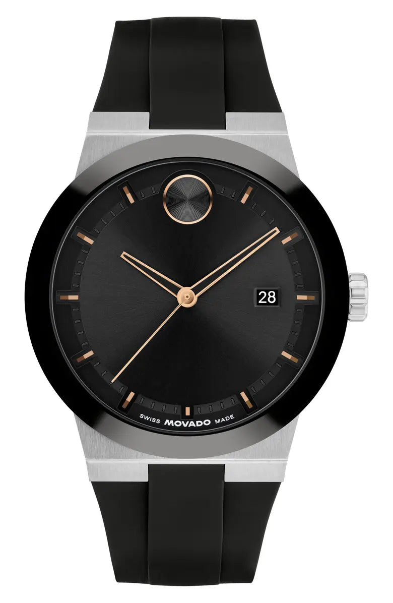 Men’s Movado Bold Fusion 42mm Quartz Watch 5911888 with Silicone Strap - Zeuskicks
