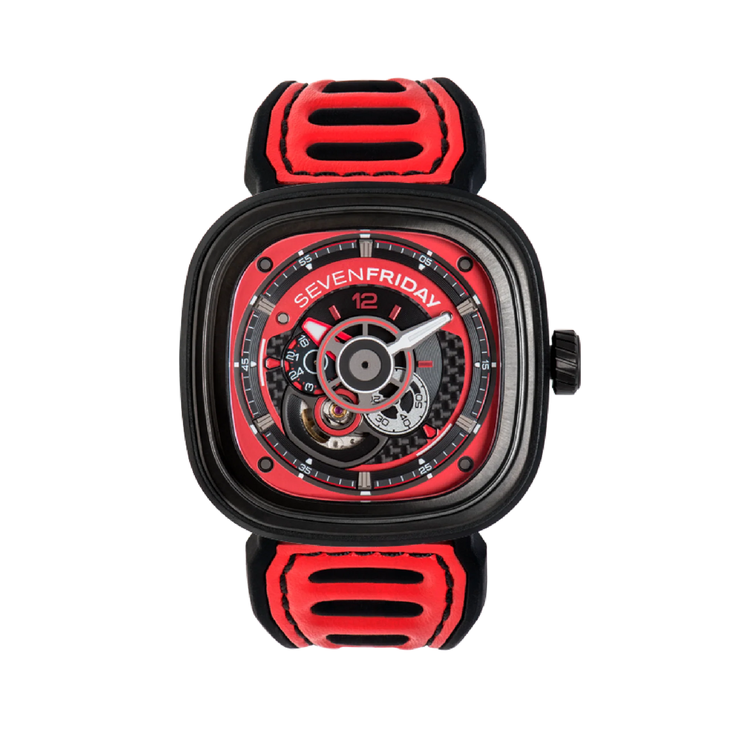 Men’s SevenFriday P3B/06 Racing Team Red Automatic Watch - Zeuskicks