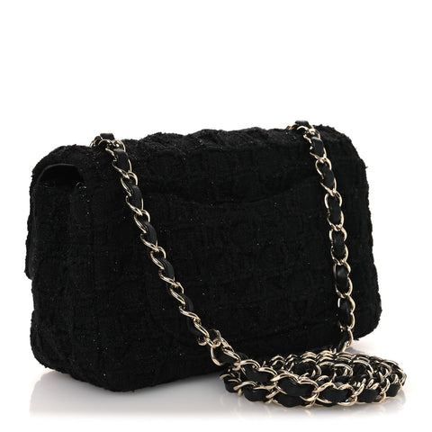 Chanel Tweed Braided Mini Rectangular Flap – Black
