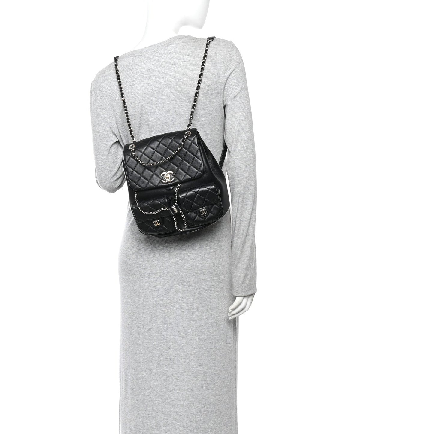 Chanel Calfskin Quilted Large Duma Drawstring Backpack – Black