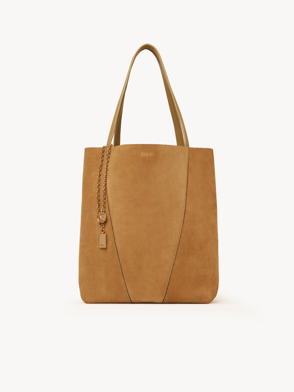 CHLOE Spin tote bag in suede leather Gold / Khaki by CHLOE