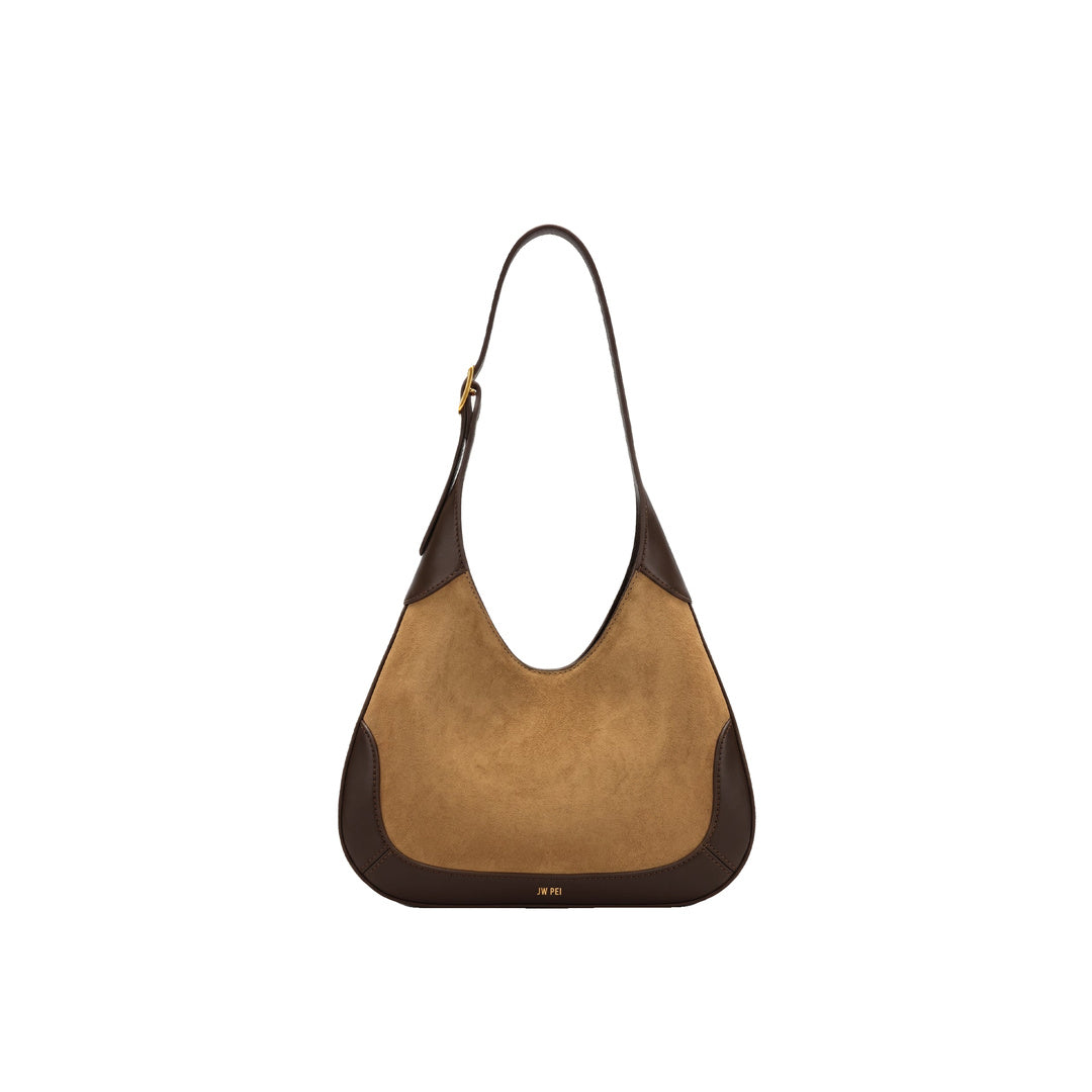 JW PEI Willow Faux Suede Trim Hobo Bag - Brown by JW PEI