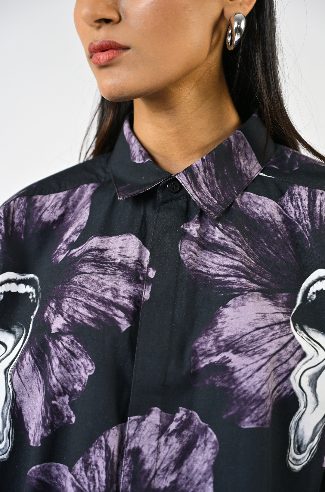 Tongue-printed oversized cotton shirt by HUEMN