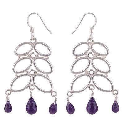 925 Sterling Silver Amethyst Earrings - R2200001-6