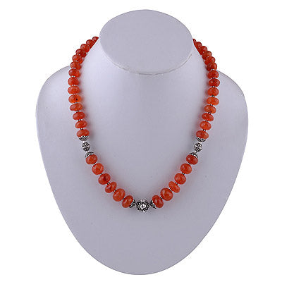 925 Sterling Silver Carnelian Cut Stone Necklace - R6800001-4