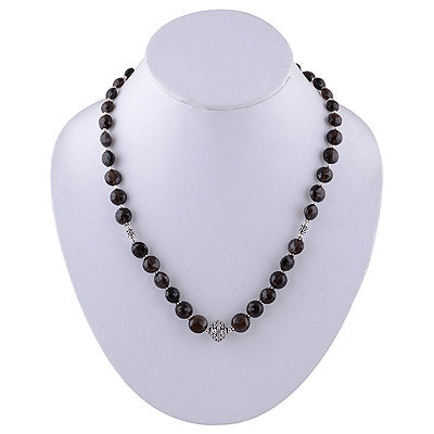 925 Sterling Silver Smoky Topaz Cut Stone Necklace - R6800001-67
