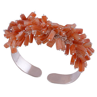 925 Sterling Silver Carnelian Bangle - R7100001-10