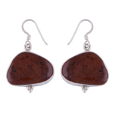925 Sterling Silver Mahogany Obsidian Earrings - R2200002-458