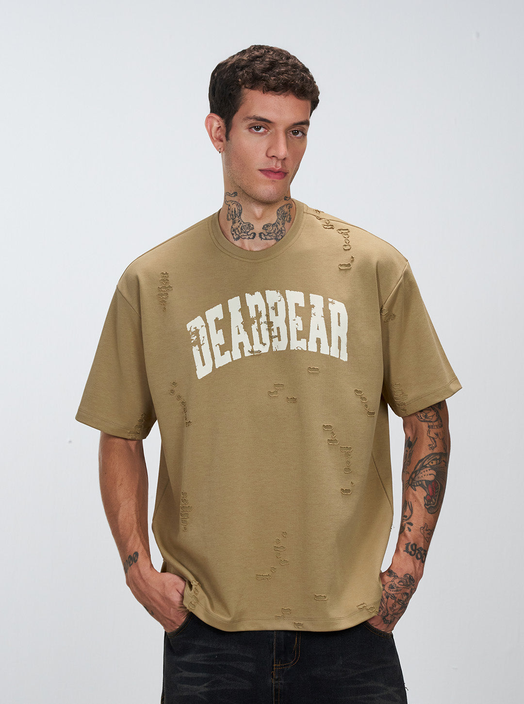 Distressed Brown Tee by DEADBEAR