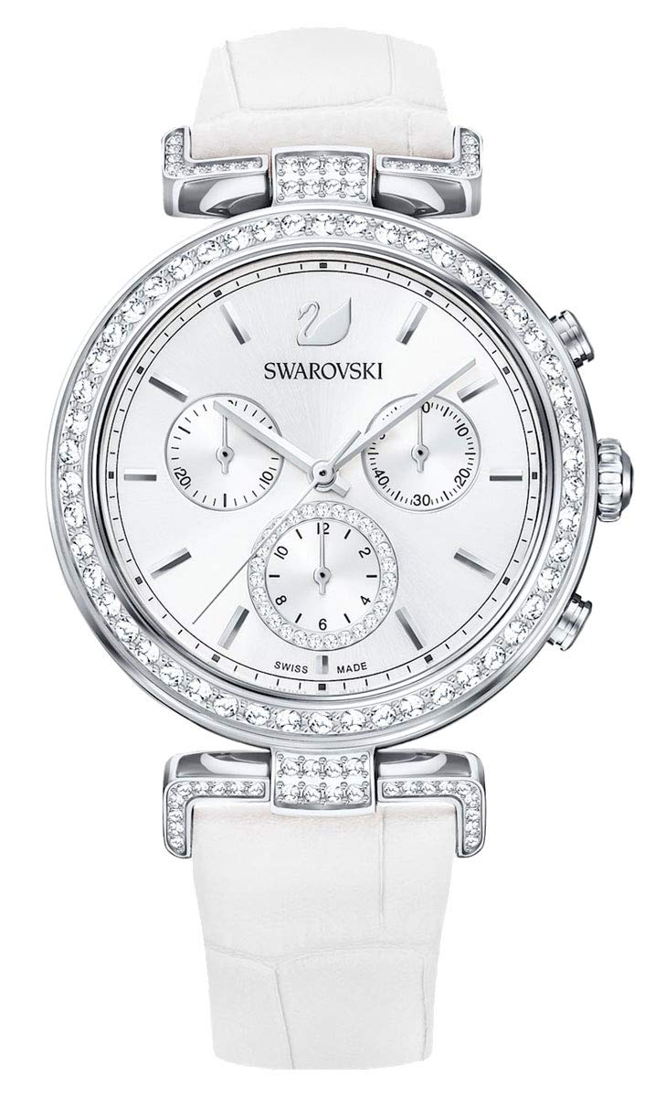 Swarovski Crystal watch, Leather strap, white sunray, Stainless Steel — product photo (5295346)