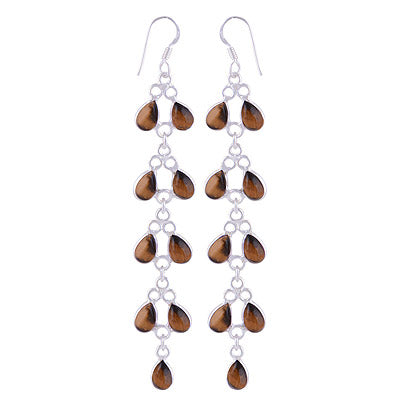 925 Sterling Silver Tiger's Eye Earrings - R2200002-712