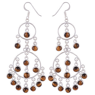 925 Sterling Silver Tiger's Eye Earrings - R2200002-628