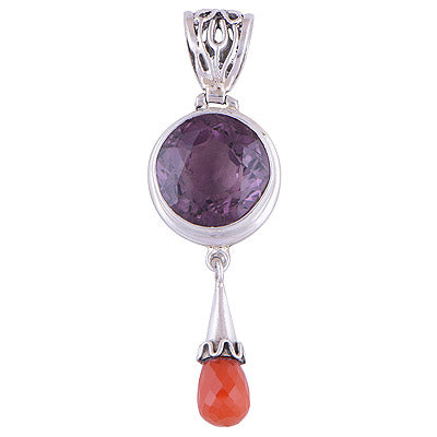 Carnelian, Amethyst 925 Sterling Silver Pendant - R8400000-246