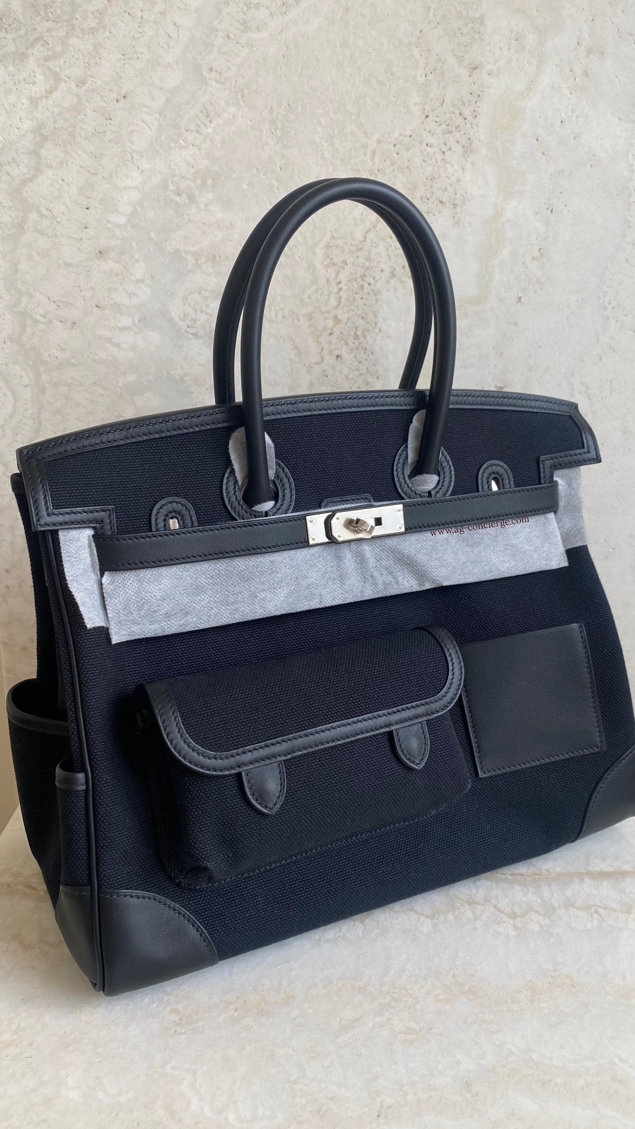 Hermès Birkin 35 Cargo – Goeland/Swift Black with Silver Hardware