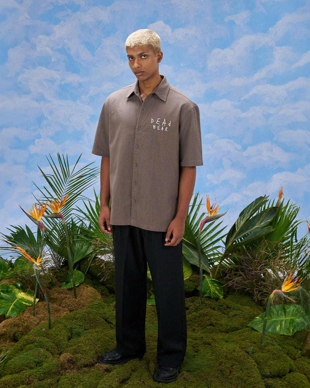 Scribbled Logo Shirt Taupe by DEADBEAR