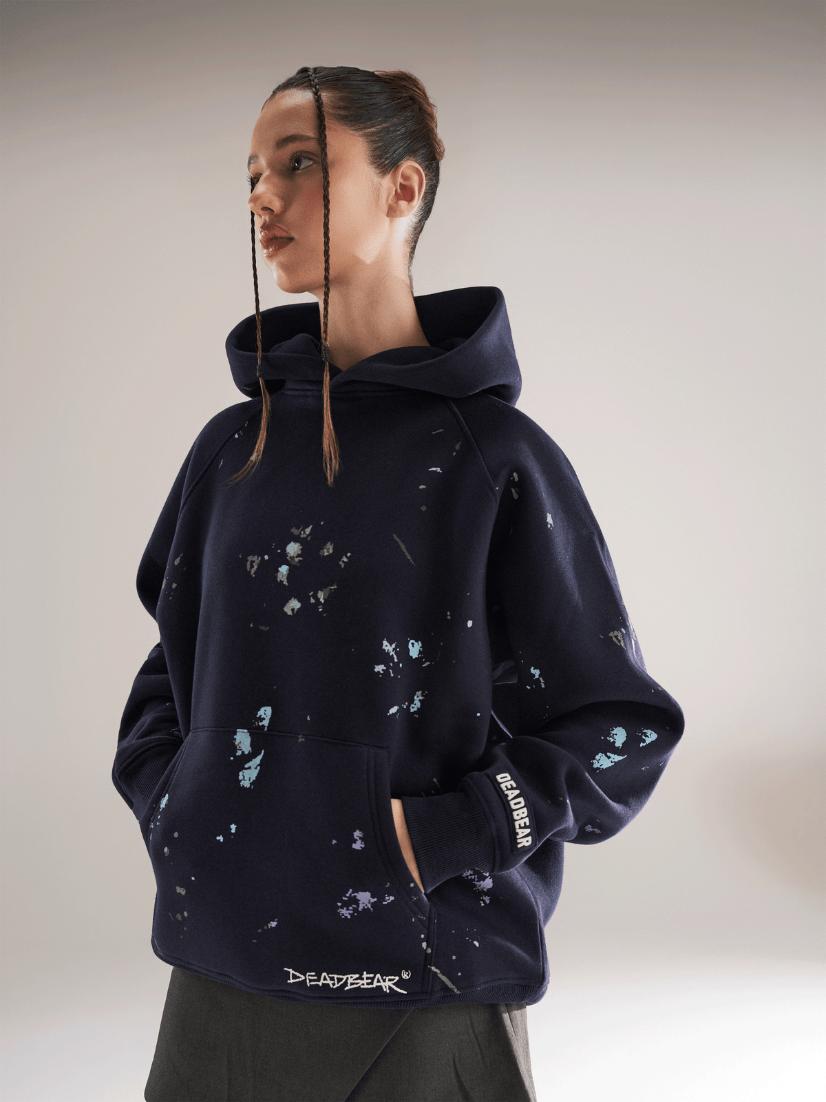 Grumpy Bear Hoodie Navy by DEADBEAR