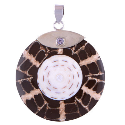 Shell, Amethyst 925 Sterling Silver Pendant - R100712-25