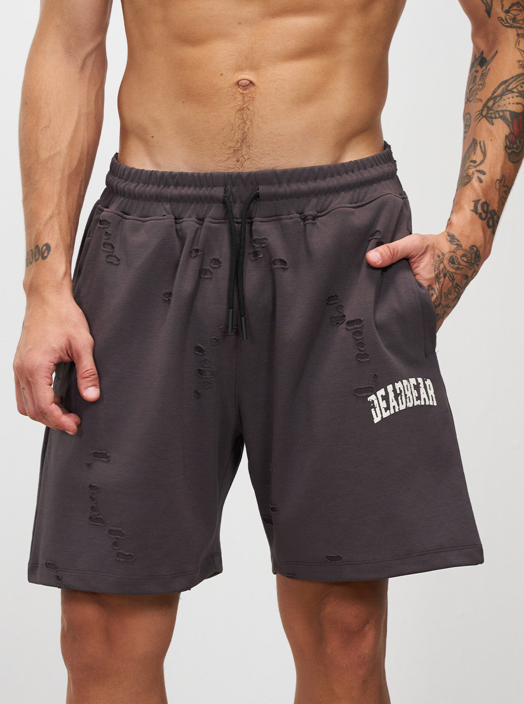 Distressed Ash Grey Shorts by DEADBEAR