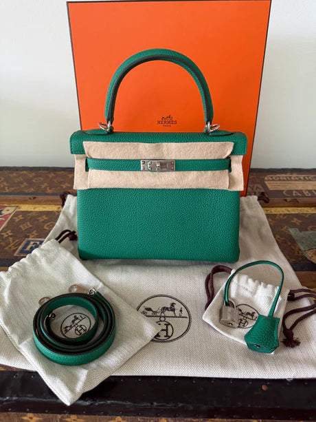 Hermès Kelly 25 – Togo Leather in Vert Vertigo with Palladium Hardware