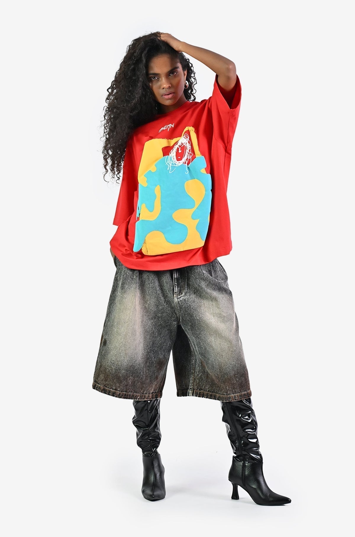 Doodle man t-shirt - Red by HUEMN