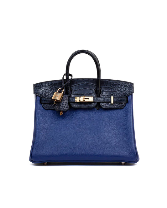 Hermès Birkin 25 Touch – Bleu Saphir & Marine Noville Matte Alligator with Rose Gold Hardware - Zeuskicks