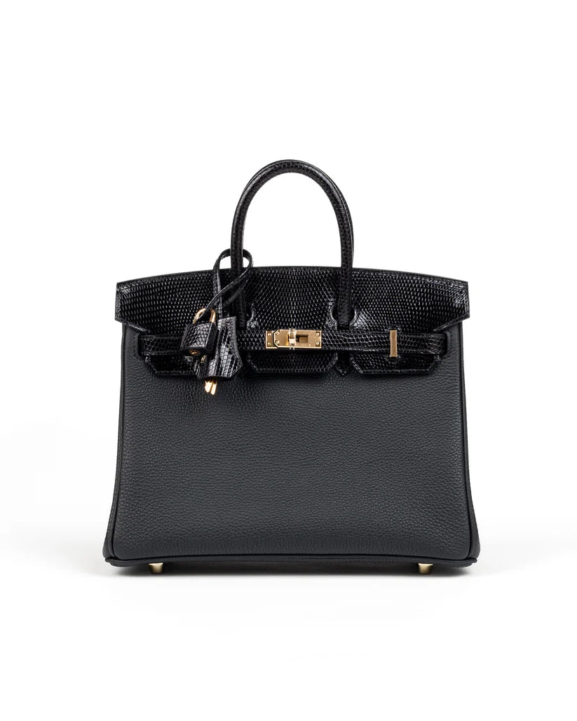Hermès Birkin 25 Touch – Black Togo Leather & Lizard with Gold Hardware (2024 W Stamp) - Zeuskicks