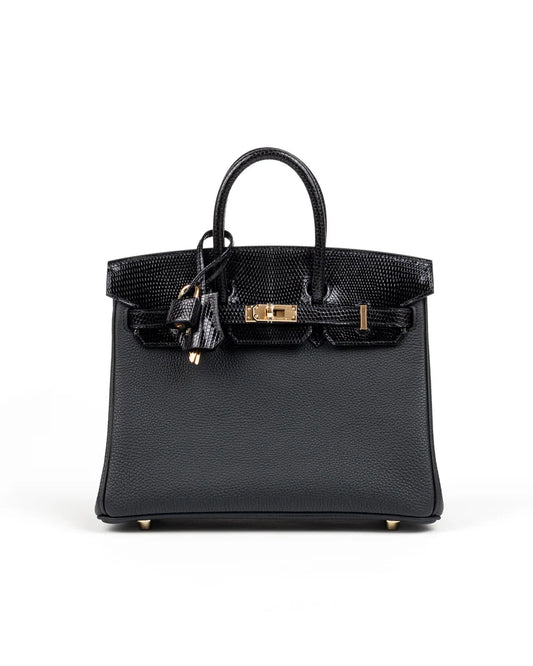 Hermès Birkin 25 Touch – Black Togo Leather & Lizard with Gold Hardware (2024 W Stamp) - Zeuskicks