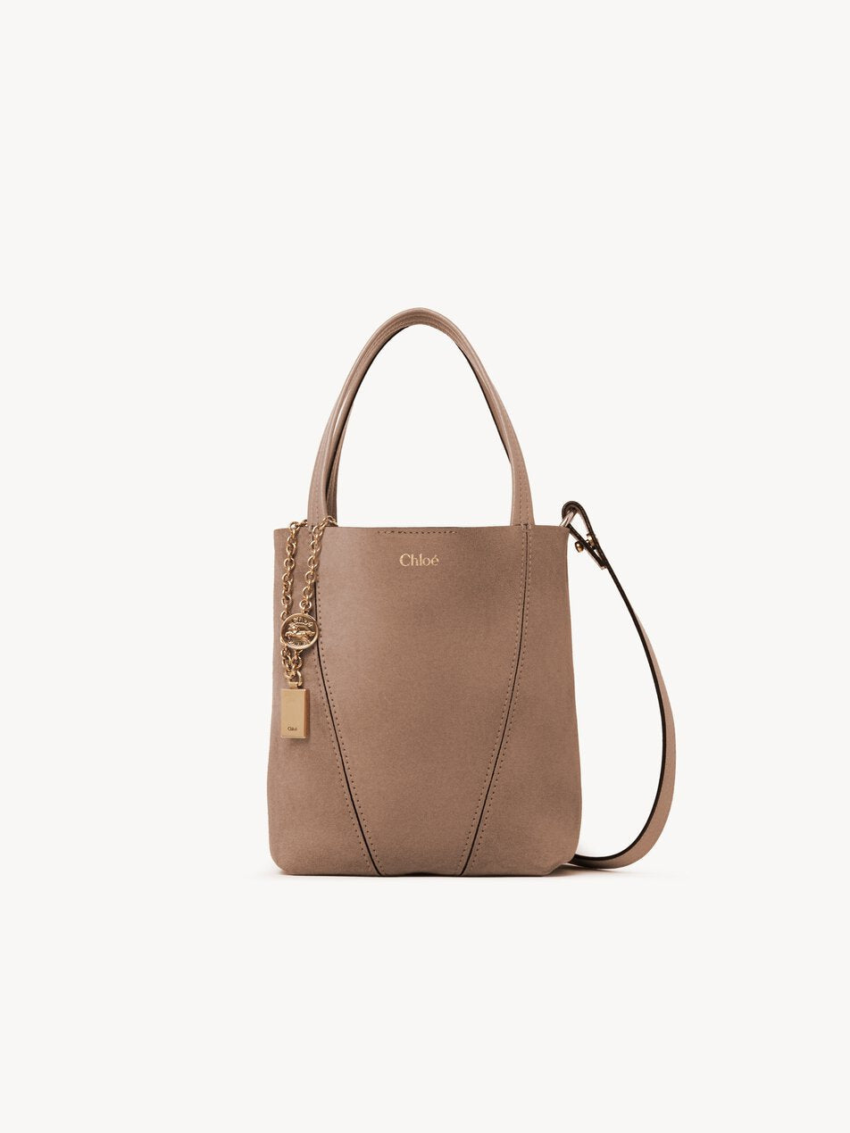 CHLOE Small Chloé Spin tote bag in suede leather Motty Grey by CHLOE