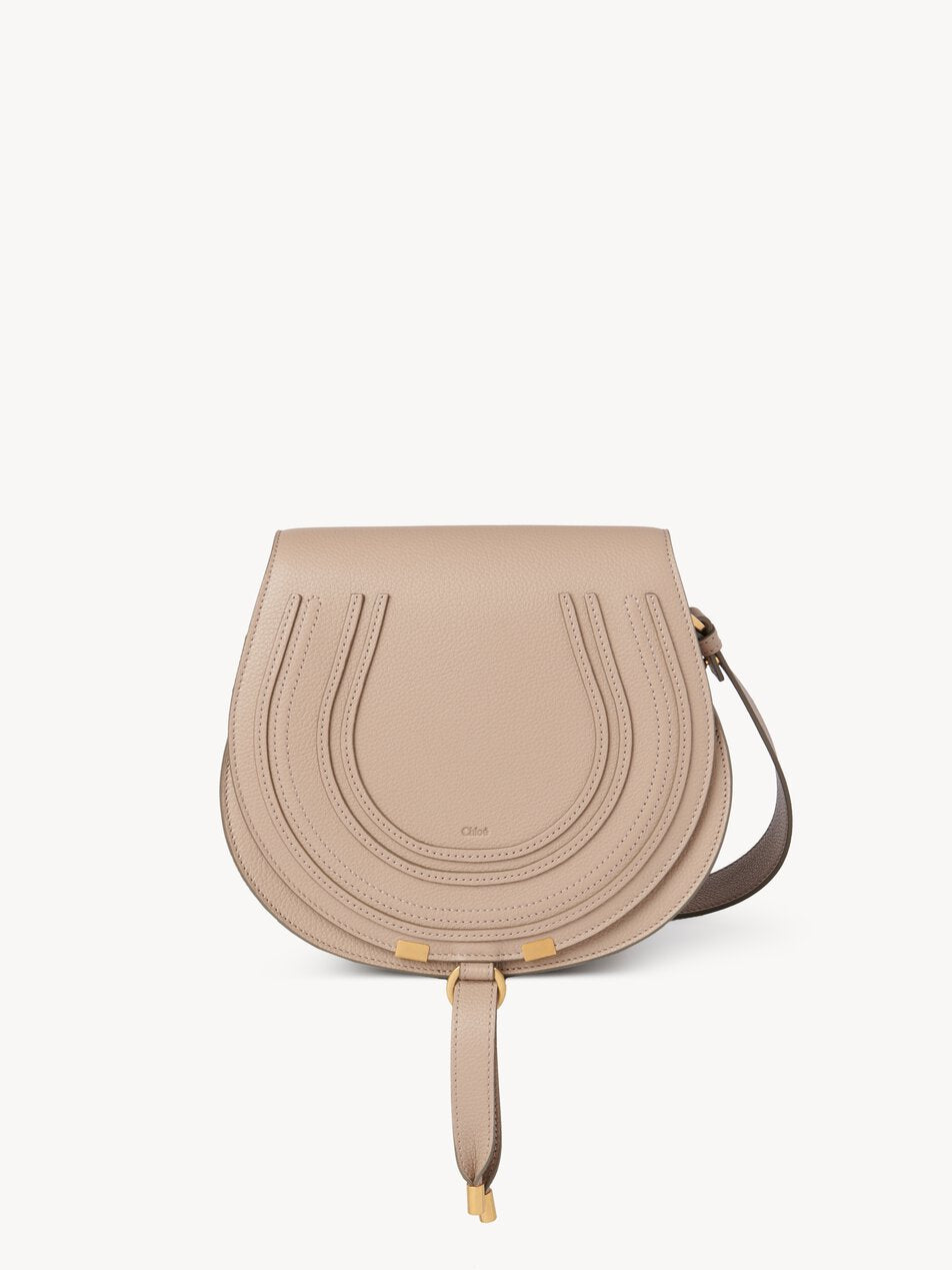 CHLOE Marcie saddle bag in grained leather Boyish Brown by CHLOE