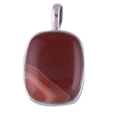 Red Lace Agate 925 Sterling Silver Pendant - R100234-7