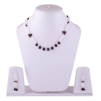 925 Sterling Silver Garnet, Rainbow Moonstone Jewellery Set - R5000117-4