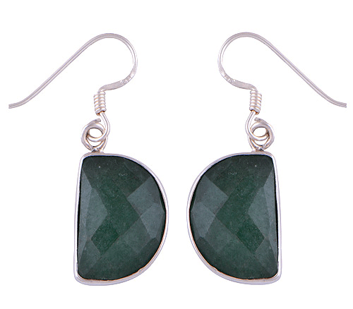 925 Sterling Silver Green Corundum Earrings - R3500161-36