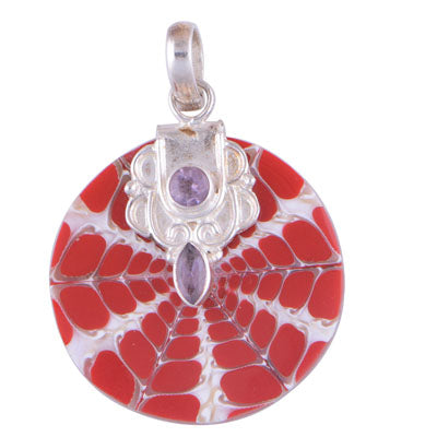 Amethyst, Shell 925 Sterling Silver Pendant - R100899-5
