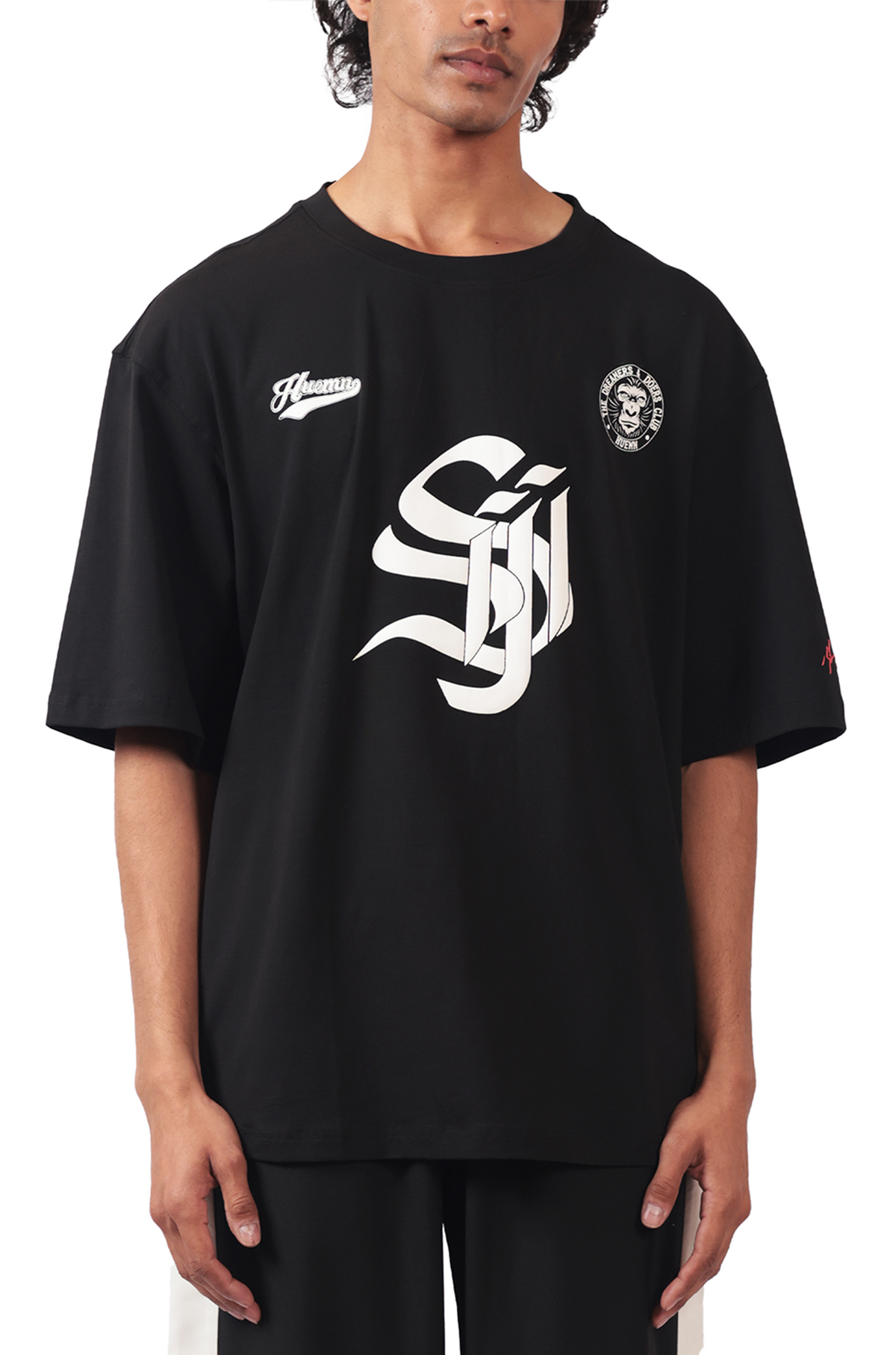 Shreyas Iyer x HUEMN 'SI' monogram T-shirt (Black) by HUEMN