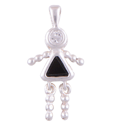 Black Cubic Zirconia, White Cubic Zirconia 925 Sterling Silver Pendant - R3200082-217