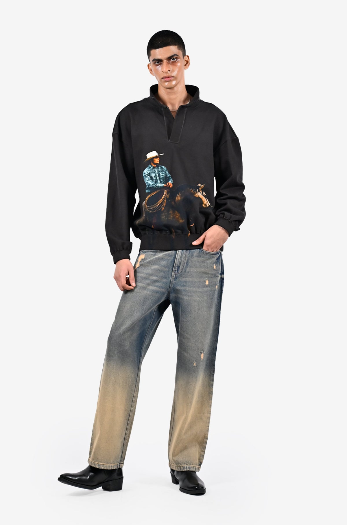 Cowboy printed sweatshirt - Brown by HUEMN