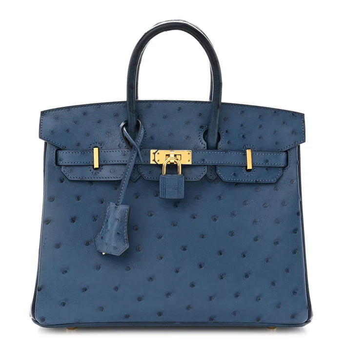 Hermès Birkin 25 – Deep Blue Ostrich Leather with Rose Gold Hardware - Zeuskicks