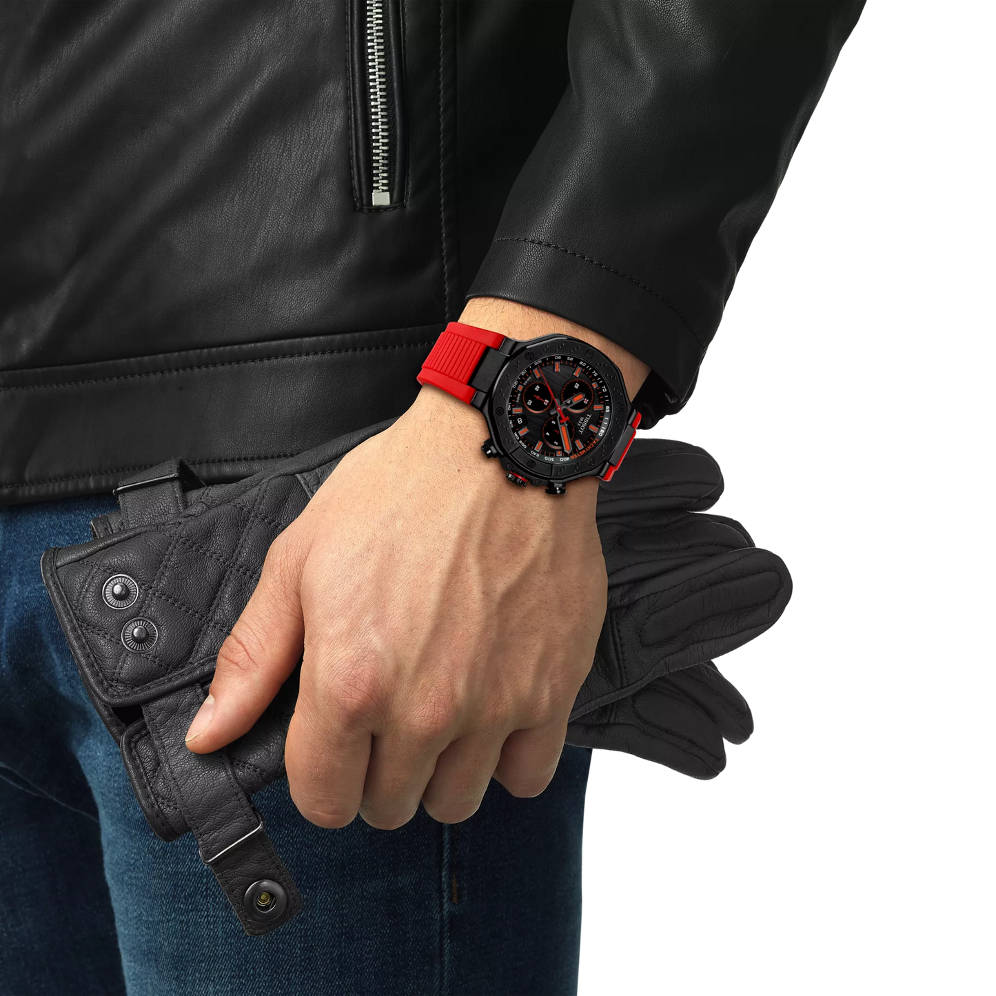 Men’s Tissot T-Race T141.417.37.061.01 Quartz Chronograph Watch – Dark Grey Dial & Red Strap