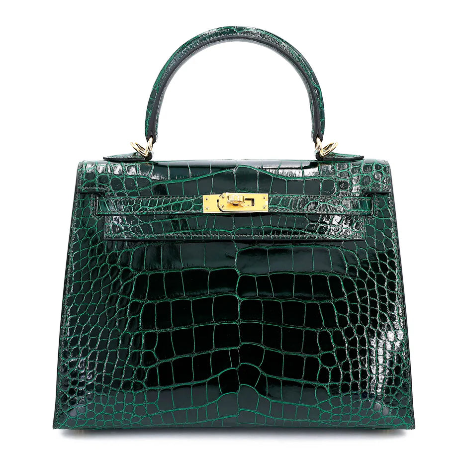 Hermès Kelly 25 Sellier – Vert Foncé Shiny Alligator with Gold Hardware - Zeuskicks