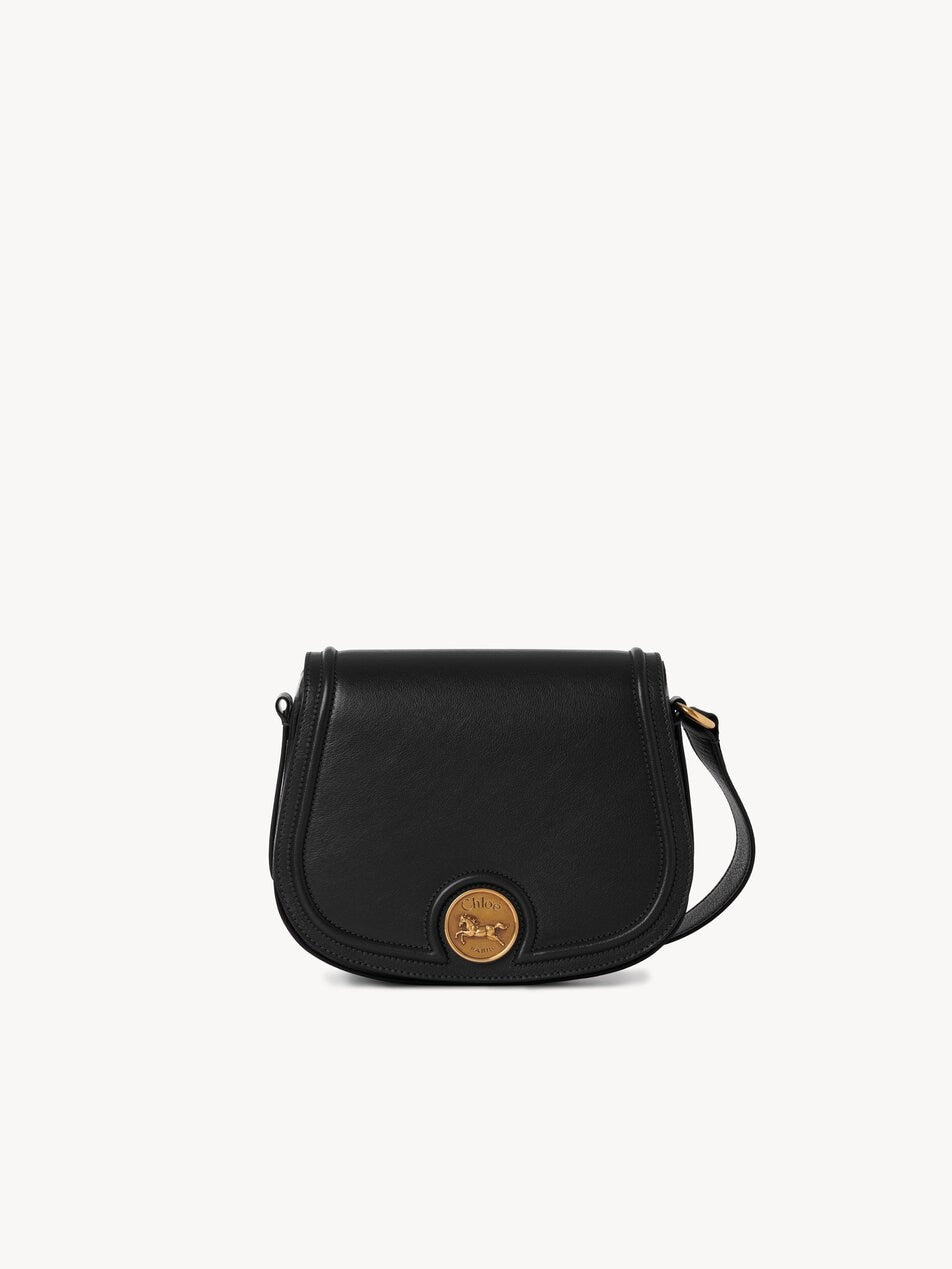 CHLOE Horse Medal saddle bag in grained leather Black by CHLOE