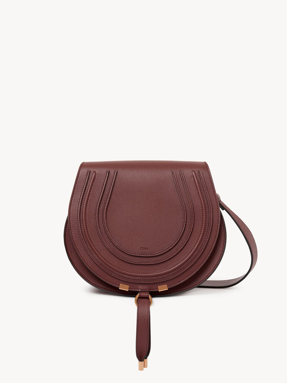 CHLOE Marcie saddle bag in grained leather Crafty Brown by CHLOE