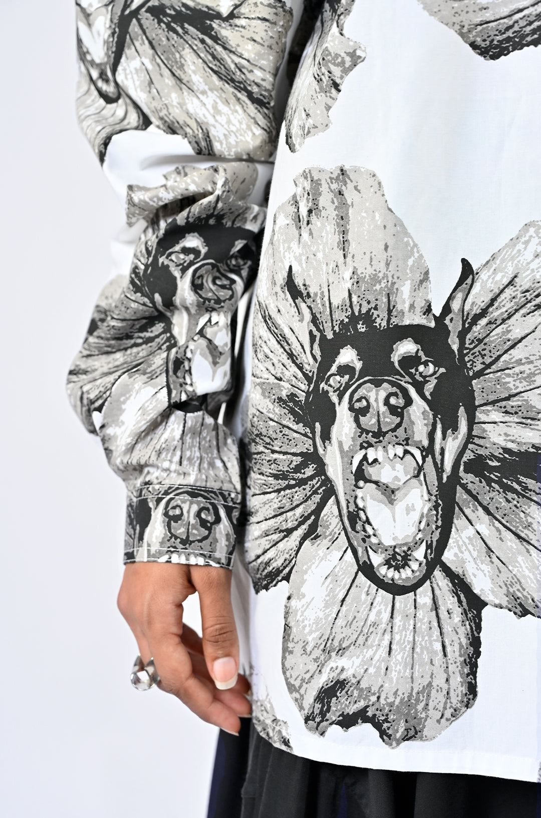 Canine printed cotton shirt - White by HUEMN